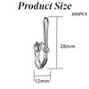 100 Pack Metal Curtain Header Tape Drapery Hooks, Silver
