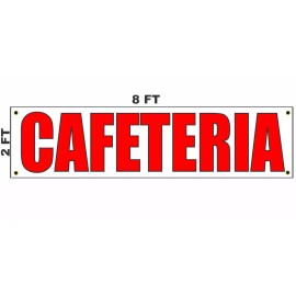 SSI Cafeteria Banner Sign Red & White  2x8
