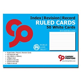 Cherry Ruled Card Pad White A6 50pages 350gsm Index Revision Record Notes