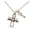 ChubbyChicoCharms Diving Dove Cross Stainless Steel Rope Chain Necklace with