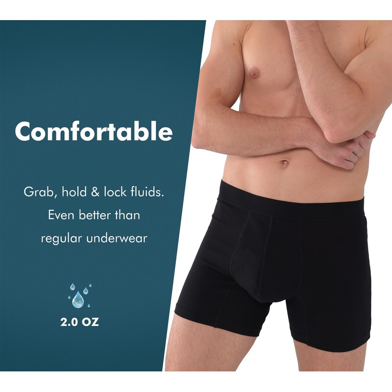 AIRCUTE Washable Absorbency Urinary Incontinence Underwear for Men Boxer Briefs