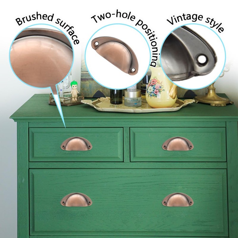 Hocansen 12 PCS Shell Cup Handles 81mm Metal Drawer Pull