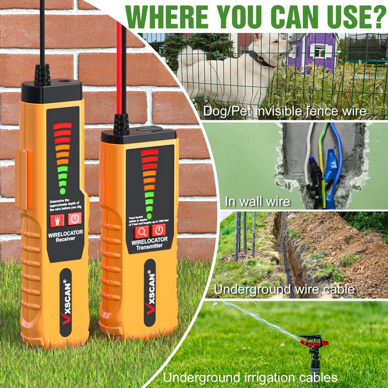 VXSCAN F04 Underground Wire Locator Tracer Tone Generator Kit and