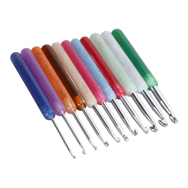 11PCS Set Knitting Crochet Hook Ergonomic Aluminum Crochet Hooks Set