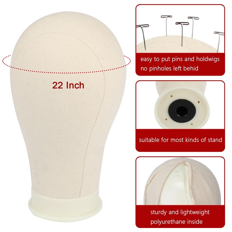 XTREND 21"-24" Canvas Block Mannequin Head for Making Weft/Wig/Hair Extension,