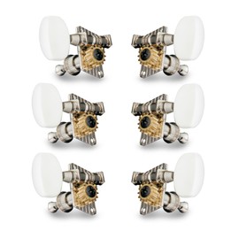 Golden Age Economy Open Gear 3+3 Guitar Tuners, Black Knobs