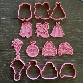 Unbranded 7-Piece Wedding Themed Cookie Cutters & Stamp Set + $5.00 Value Free Gift