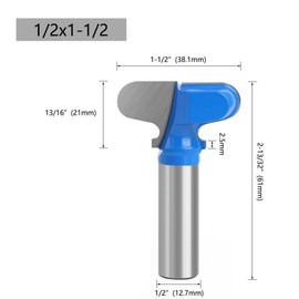 LEPEVNEY End Milling Cutter Bit Finger Pull Bit Router Bit Drawer Pull 1/2" Shank Stool Molding Cutter 1-1/2" Cutting Dia, Pack of 1, Blue or Black