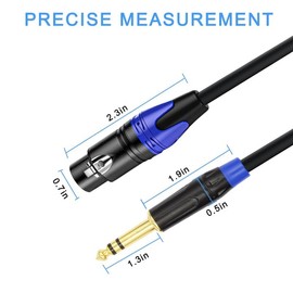 XLR to 1/4 TRS Stereo Adapter,XLR Female to 1/4 Inch (6.35mm) Stereo Balanced Microphone Stereo Audio Converter AdapterCable (6 inch / 2 Pack)