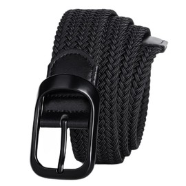 Cinturón Trenzado Elástico, Cinturón Lona Elástica Nylon, Cinturones de Moda Casual para Hombres y Mujeres, Cinturón de Tela Trenzada Transpirable (Deep black, L)