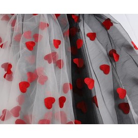 3 Yard 59" Wide Embroideries Tulle Mesh Lovely Heart Lace Fabric for Lady Dresses Costume for Table Cloth DIY Crafts Curtain Maternity Shot Home Vintage Decor (White Mesh)