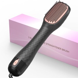4 in 1 Hair Dryer Brush & Straightener Brush, Professional 1200W Powerful Ceramic Tourmaline Negative Ion Blow Dryer Brush, 3 Heat/2 Speed Settings One Step Hair Dryer and Styler