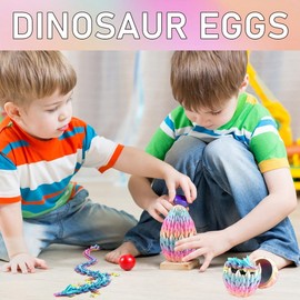 Jiounie 3D Printed Dragon Egg, Dragon Egg with Dragon, Dragon Toy for Easter Decoration, 3D Print Dragon, Desk Toy, Dragon Ornament for Cars, Offices, Houses (Candy Colours)