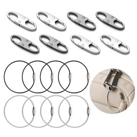16 PCS Zipper Clips Anti Theft Travel Set, 8 Small S Shaped Locking Carabiner Clips with 8 Coated Steel Cable Loops, Anti Pickpocket Travel Accessories for Backpack Purse Bag Luggage