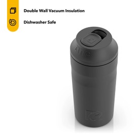 RTIC Can Chiller with Slider Lid, Black, Fits Various Sizes Including 12oz, 16oz, & Slim Cans, Double Wall Vacuum Insulated, Stainless Steel, Sweat Proof