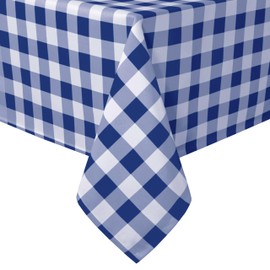 Hiasan Checkered Square Tablecloth - Stain Resistant, Waterproof and Wrinkle Resistant Washable Table Cloth for Dining Room and Outdoor Use, 60 x 60 Inch, Navy Blue and White Gingham Pattern