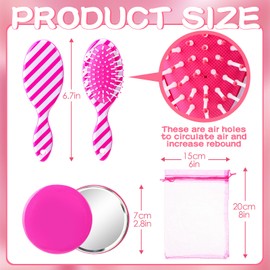 Havawish 120 Pcs Pink Girls Makeup Party Favors Pink Princess Party Supplies Include Pink Hair Brushes Pink Elastic Scrunchies Pocket Mirrors Hair Clips Gift Bags Hair Accessories