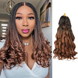 Viovian Short French Curl Braiding Hair 12 Inch 6 Pack Brown French Curls Braiding Hair Bouncy Loose Wavy Spanish Curly Braiding Hair Synthetic French Curl Crochet Braids B29#(50g/pack)