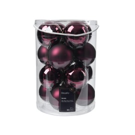 Kaemingk Glass Christmas Baubles, 8 cm, Pack of 16, Matte & Glossy, Large Christmas Tree Baubles for Christmas, Christmas Tree Decorations & Christmas Tree Decorations Berry, Pomegranate