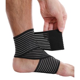 2 PCS Ankle Braces for Men Women, Ankle Compression Sleeve Long Wraps Plantar Fasciitis Brace Plantar Fasciitis Relief, Arch Support Wraps Ankle Brace for Sprained Ankle (Black)