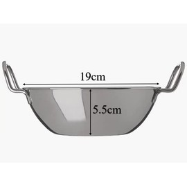 U COOK Balti Dish Set of 6. Curry Karahi Bowel and Indian Cuisine Stainless Steel Dishes. Restaurant Style Food Cooking and Serving Handled Dishes Small, Medium and Large. (Dish 15cm)