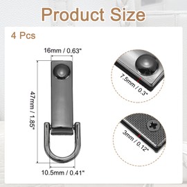 PATIKIL Bag Side Clip Buckle, 4 Pcs Metal Purse Suspension Clasp Suspending Handbag Chain Strap Connector with D Ring Purse Strap Hardware for Bag Making DIY Crossbody Craft, Black