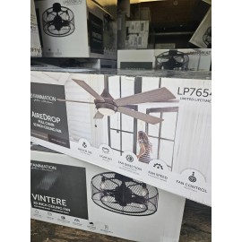 Fanimation Studio AireDrop Pull Chain 52" Ceiling Fan LED Light Kit Matte Greige