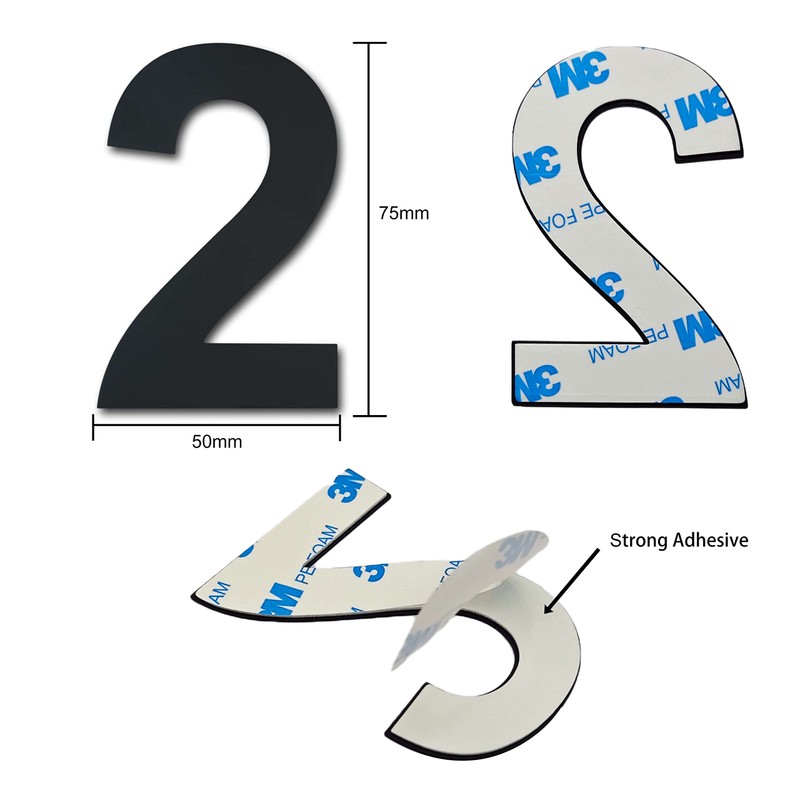 Ywonobs House Numbers - 3 Inch Self Adhesive Metal Stainless