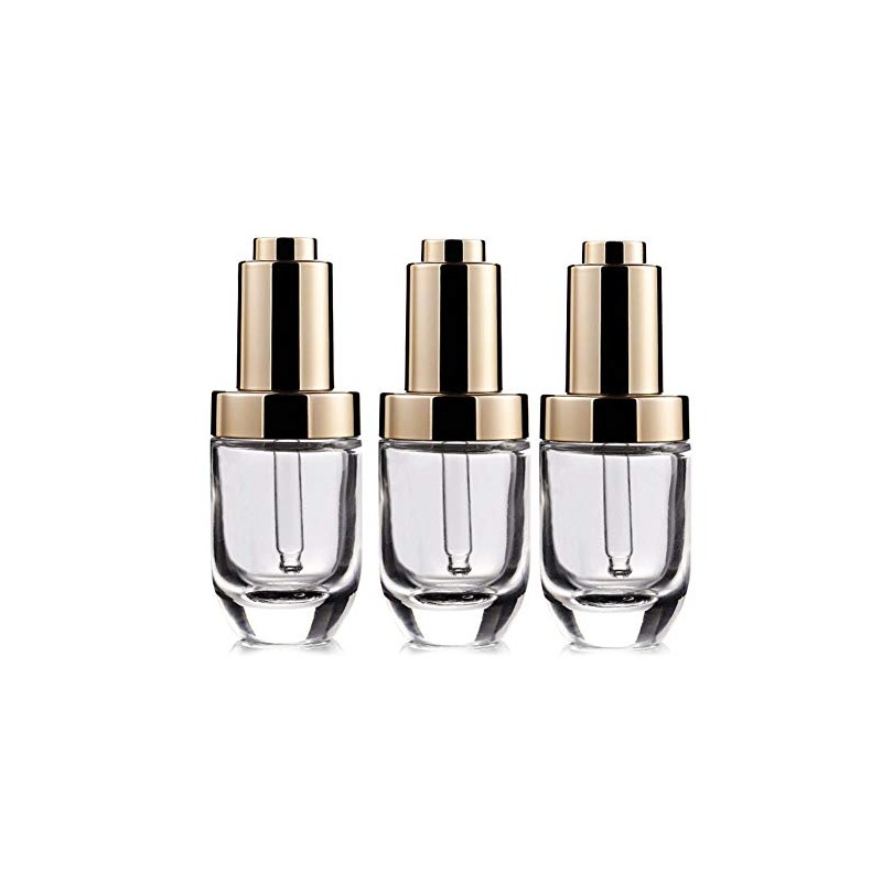 3Pcs 30ml/1oz Clear Thick Glass Press Dropper Bottles Essence Liquid
