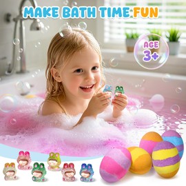 Qivatex Bath Bombs with Toys Inside, Natural & Organic Kids Bath Bombs, Bubble Bath Kids, Perfect Birthday Gifts Set for Kid Boys and Girls Ages 3+