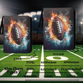 Football Card Binder 400 Pockets - Football Card Binder with Sleeves, Sports Cards Storage Organizer for Football Basketball Baseball or Gaming Trading Cards Fits 400 Cards with 50 Removable Sleeves