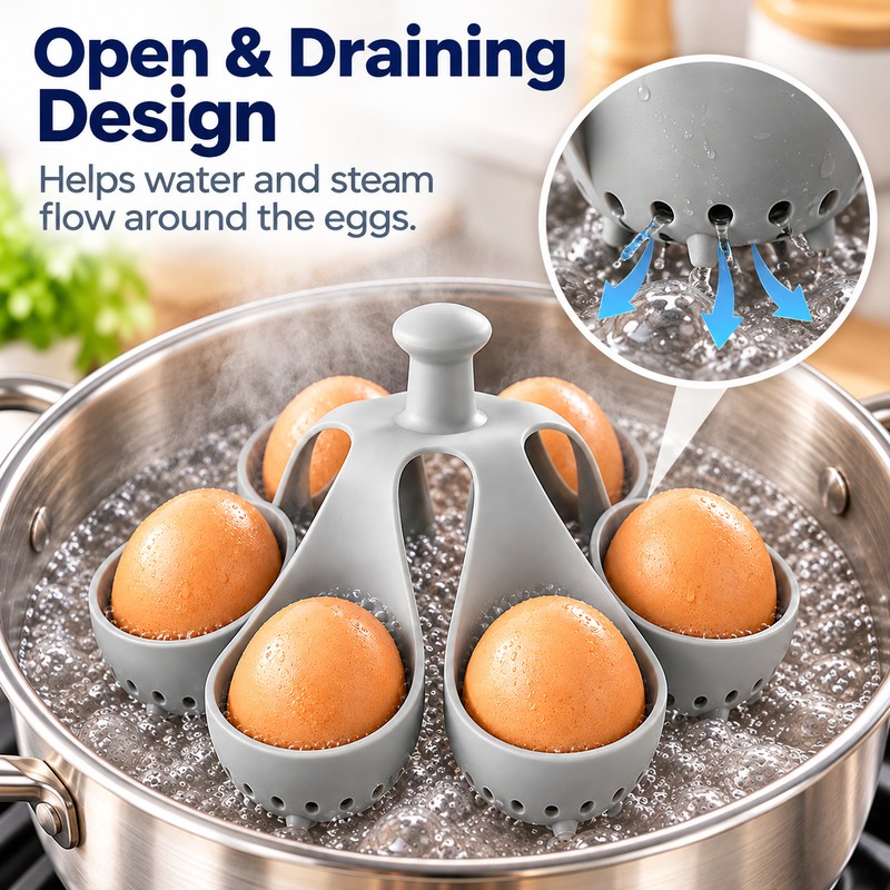 Silicone Egg Steaming Basket for Boiling Eggs – 6 Slot