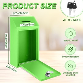 Yaocom Metal Donation Cash Box Collection Safe Suggestion Box with Lock Wall Mounted Mailbox Delivery Ballot Container for Home Office Outdoor Door