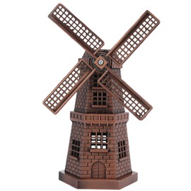 Dutch Windmill Statue, Wood Dutch Windmill Model Red Bronze Mini Handicraft Ornaments for Kids Teens and Adult