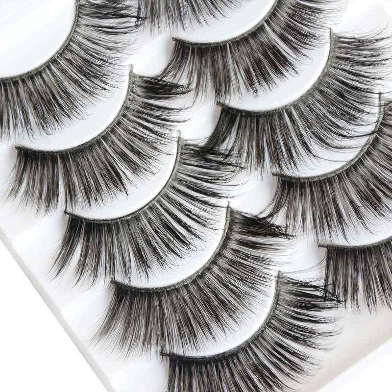 5 Pairs False Eyelashes Natural Fake Eyelashes Fluffy Hand-made Eyelashes