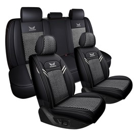 yulidayang New Car Seat Covers Full Set, Premium Car Seat Protector Waterproof Breathable Leather, 5 Seat Covers for Cars, Universal Seat Covers Fit for Most Sedans, SUV,Automotive, Black