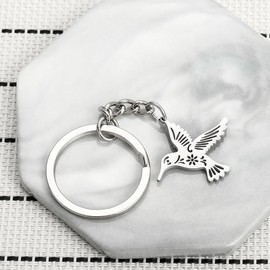 ARFUKA Keyring Bird Pendant Keyring Unisex Key Organizer Holder Keychain Birthday Christmas Wedding Valentine's Day Gift for Men and Women Silver