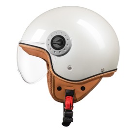 KYPARA DOT Approved Vintage Open Face Motorcycle Helmet with Visor, Retro Half Helmet for Men & Women (White Rounds, XL)