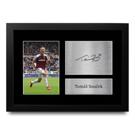 HWC Trading FR A4 Tomas Soucek West Ham United Gifts Printed Signed Autograph Picture for Football Fans and Supporters - A4 Framed