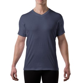 Men's Sweatproof Undershirt | Cotton V Neck T-Shirt with Underarm Sweat Pads | Original Fit | Aluminum-Free Alternative | Navy | X-Small