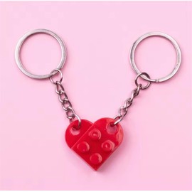 Juego de Llaveros de Coraz?n de Ladrillo para Parejas, Llaveros de Coraz?n Rojo a Juego para Novio, Novia, Lindo Regalo del D?a de San Valent?n