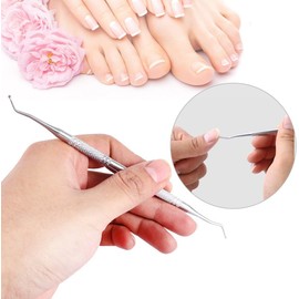 Herramienta de pedicura de terminación doble profesional, levanta uñas encarnadas, acero inoxidable para uso en casa y podología