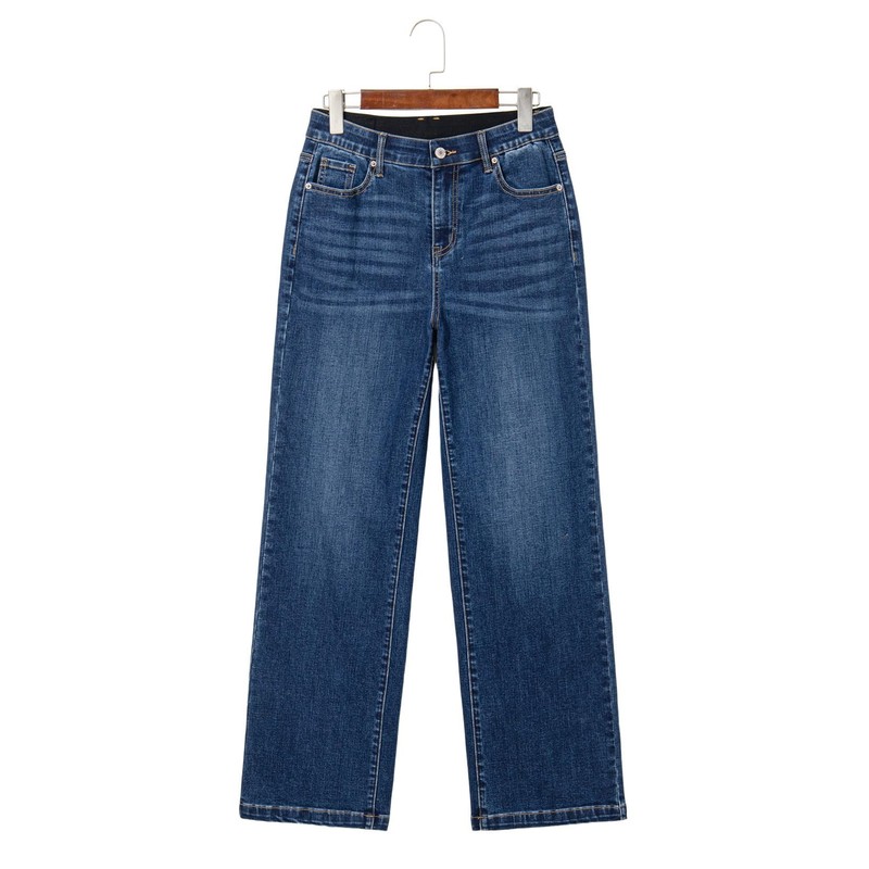 Sidefeel Women's Straight Leg Jeans High Waisted Stretchy Elastic Waist