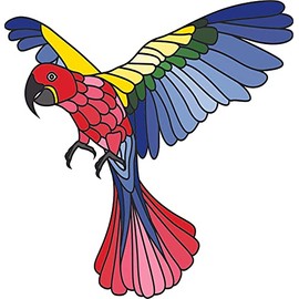 Design With Vinyl – Multicolur Flying Parrot Vinyl Stained Glass Film Window Decoration Static Cling Decals Window Mural Stickers (15x10.5 inches)