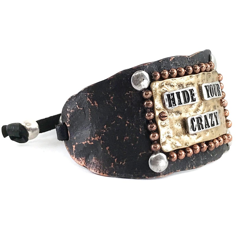 Western Peak Western Tritone Hammered Hide Your Crazy Leather Cuff