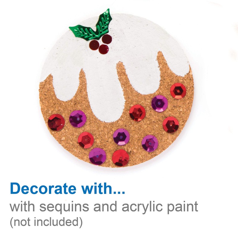 Baker Ross Cork Coasters Class pack. Round, Plain Cork Coasters,