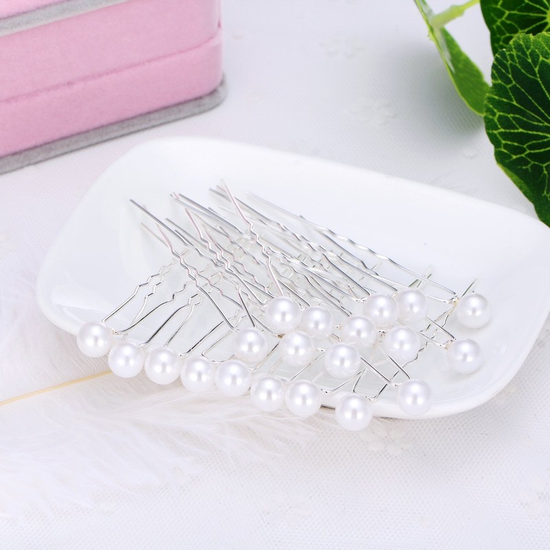 Zhenhui 20 Pcs Brass Wedding Prom Silver Plated Crystal Hair