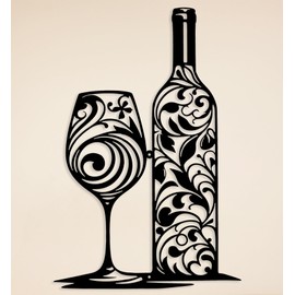 Benziso Wine Wall Decor, Metal Wine Art For Kitchen, Wine Lover Gifts, Home Bar Wall Decor, Dining Room Wall Art, Metal Wall Art Decor (Black 11.2 in x 16.6 in)