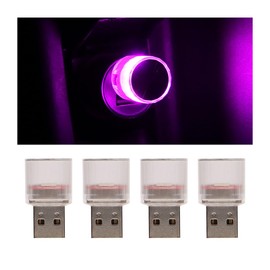 CGEAMDY Pack of 4 Mini USB LED Light Car Accessories, USB Free Installation Car Ambient Light, Free Installation Car Ambient Light Car Accessories for Cars SUVs Trucks (Pink Purple)