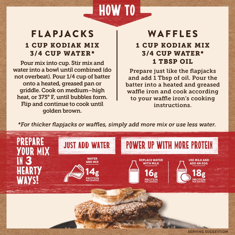 Kodiak Cakes Protein Pancake Power Cakes, Flapjack and Waffle Mix,
